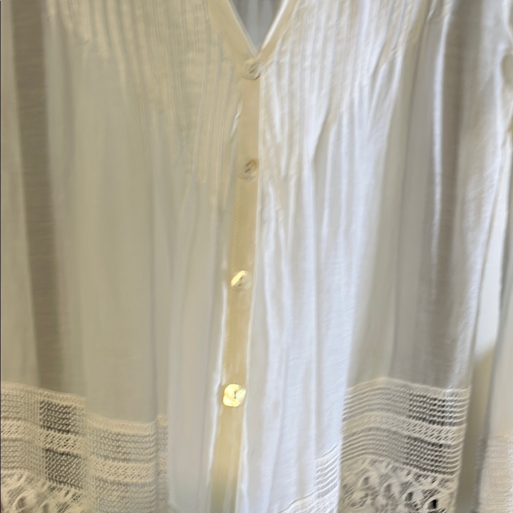 🕊️ Naf Naf White Boho Lace Trim Blouse – Size 38 (US M/L) - Picture 6 of 9